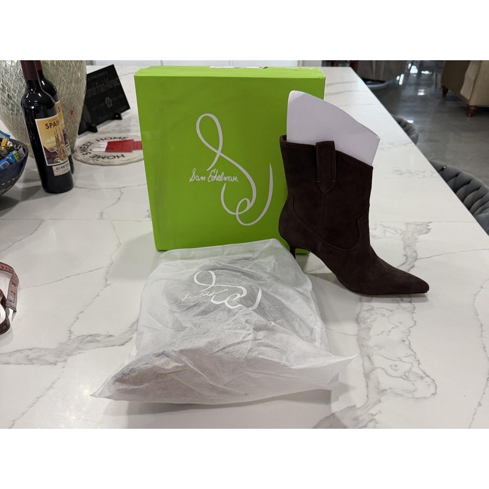 Sam Edelman Boots Womens Size 9.5 Brown Suede Western Ankle Stiletto Pointed - Picture 9 of 9